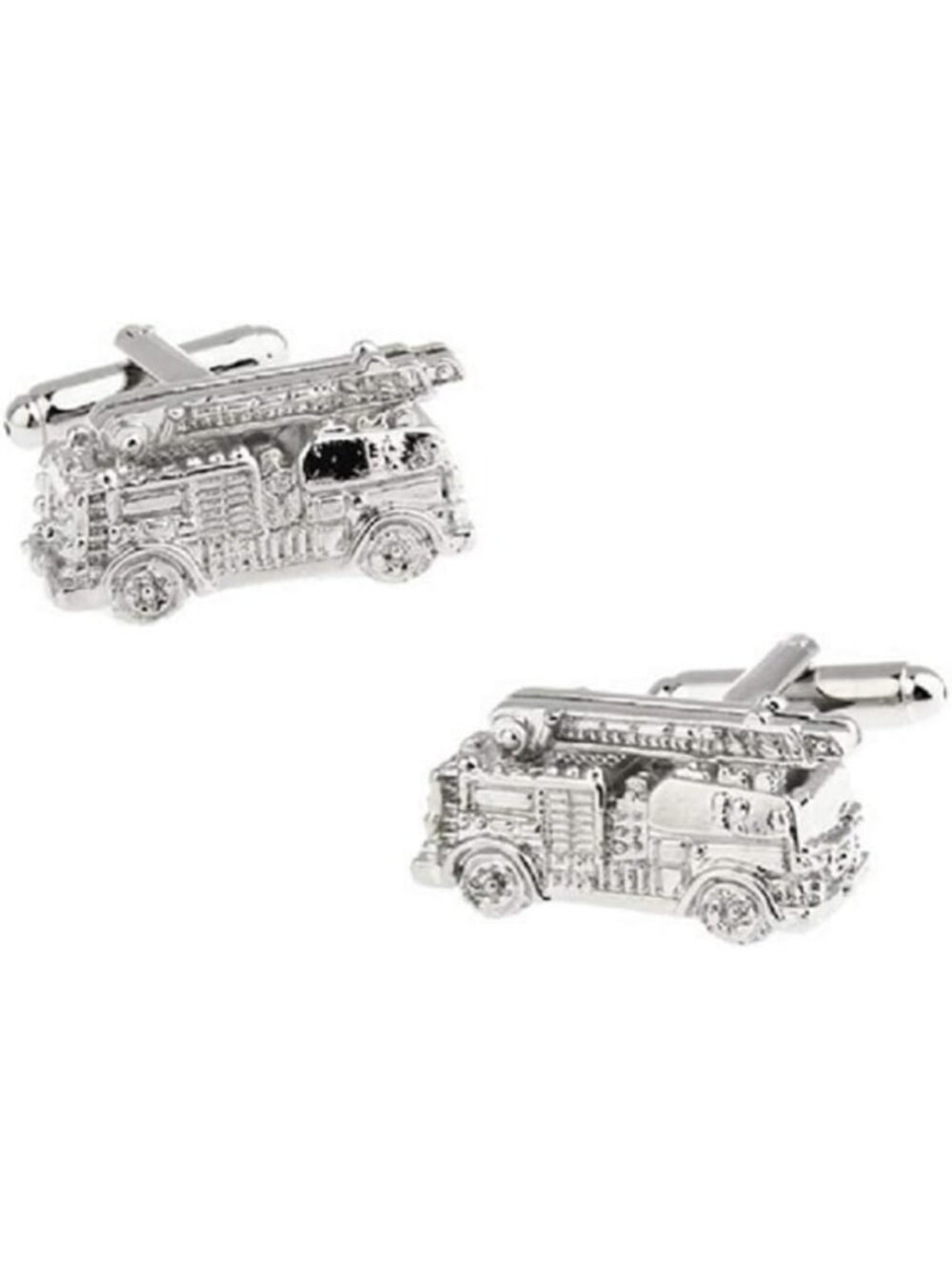 Fire Truck Engine Cufflinks Set with Gift Box & Polishing Cloth - Perfect for